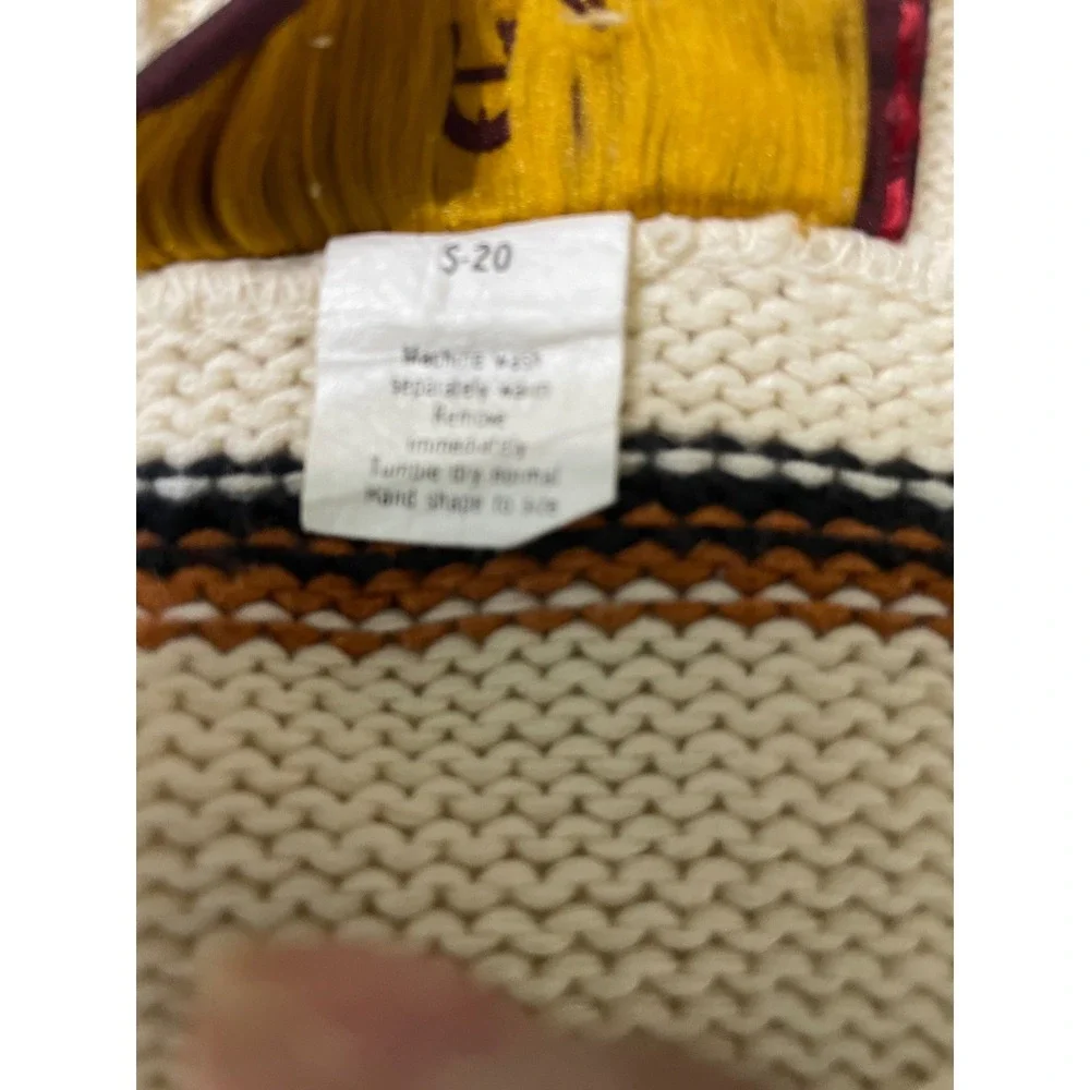 Etienne Aigner Sweater Womens Small Cream Striped Crewneck Knit Pullover Vintage